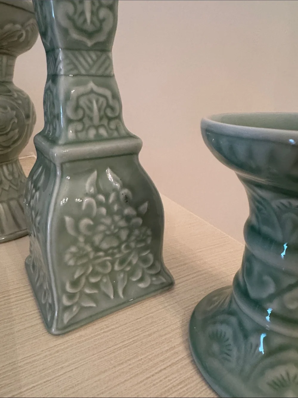 Ceramic Green Decorative Candle Holders Set - Brand Unspecified